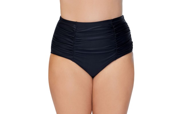  Trendy Plus Size Costa Bikini Bottoms, Black,14W