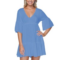 Raisins Juniors Solid Tavarua Dress Cover-Up, Blue, XL