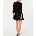  Embroidered 3/4-Sleeve Dress Cover-Up, Medium, Black