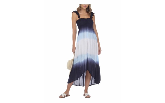 Raviya Ombre High-Low Cover-Up Dress Women’s Swimsuit, Small, Navy