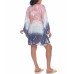  Plus Size Tie-Dye Caftan Swim Cover Up, Pink/Blue