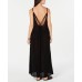  Sleeveless Cover-Up Maxi Dress Women’s Swimsuit, Black, L