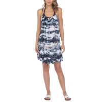 Raviya Sleeveless Tie-Dye Crochet Cover-Up Dress Women Swimsuit, Navy, Navy, Small