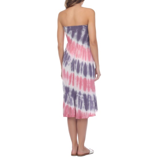  Tie-Dye Convertible Tube Dress Swim Cover-Up, X-Large, Light Purple