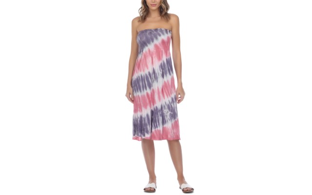  Tie-Dye Convertible Tube Dress Swim Cover-Up, X-Large, Light Purple