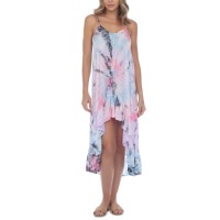 Raviya Tie-Dye Crochet-Trim High-Low Cover-Up Dress, Pastel Tie-Dye, Medium