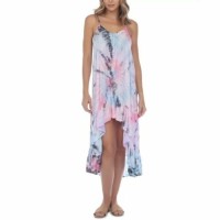Raviya Tie-Dye Crochet-Trim High-Low Cover-Up Dress Women’s Swimsuit, Pastel-Pink, Large