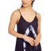  Tie-Dye Handkerchief-Hem Cover-Up Dress, Large, Navy