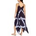 Tie-Dye Handkerchief-Hem Cover-Up Dress, Large, Navy