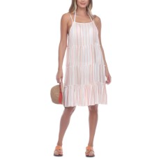 Raviya Tiered Striped Cover-Up Dress Women’s Swimsuit, White, S