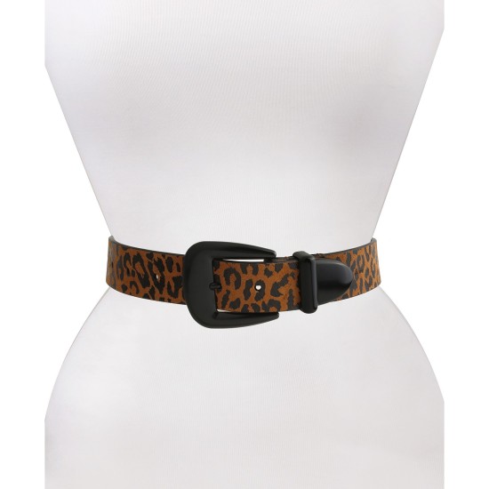  35MM Leopard-Print Leather Belt, Leopar- Medium