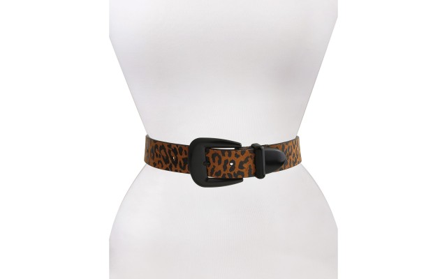  35MM Leopard-Print Leather Belt, Leopar- Medium