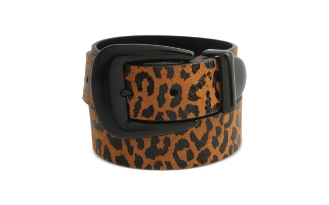 35MM Leopard-Print Leather Belt, Small, Leopard