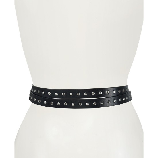  Stud Double Wrap Leather Belt,Small, Black