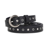 Rebecca Minkoff Stud Double Wrap Leather Belt,Small, Black