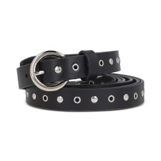 Rebecca Minkoff Stud Double Wrap Leather Belt,Small, Black