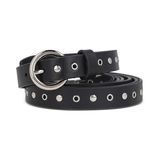  Stud Double Wrap Leather Belt,Small, Black
