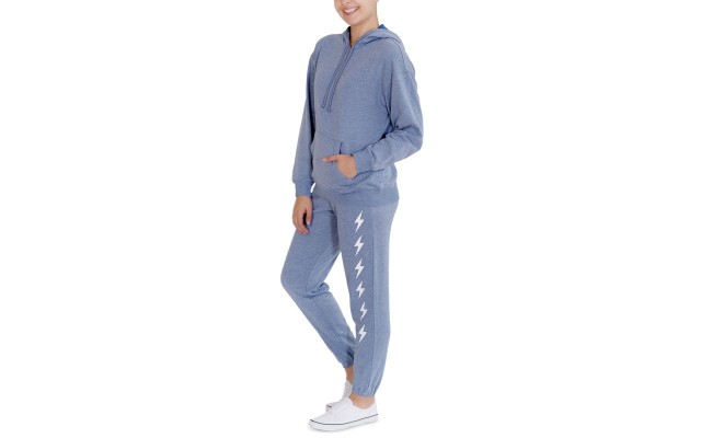  Juniors’ Lightning-Graphic Sweatpants, Blue, Medium