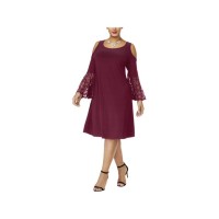 R&M Richards Womens Plus Cold Shoulder Lace Party Dress, Red 22W