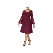 R&M Richards Womens Plus Cold Shoulder Lace Party Dress, Red 22W