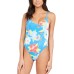  Juniors’ She Just Shines Floral One-Piece Swimsuit, Medium, Blue