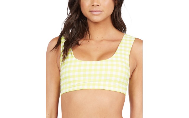  Printed Beautiful Sun Bralette Bikini Top, Medium, Green/White