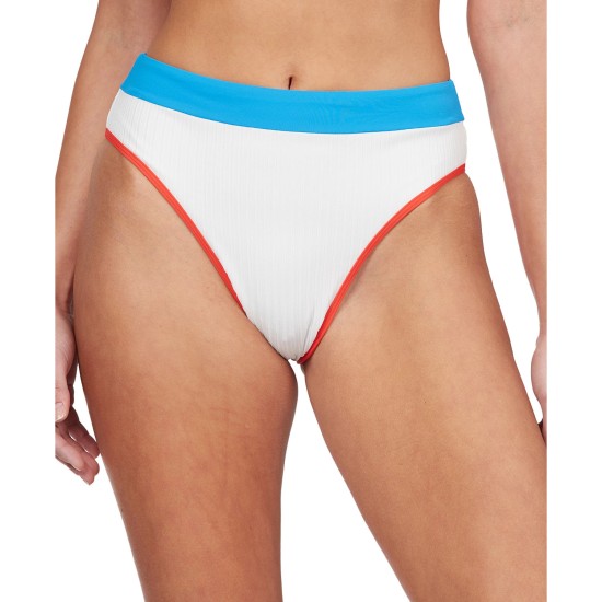  Printed Hello July Bikini Bottoms Women’s Swimsuit, Bright white, Large