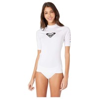 Roxy Short-Sleeve Logo Rash Guard, X-Small, White