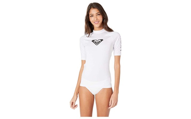  Short-Sleeve Logo Rash Guard, X-Small, White