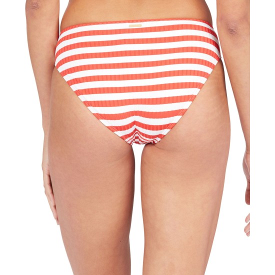  Striped Hello July Full-Coverage Bottoms, Large, Red/White