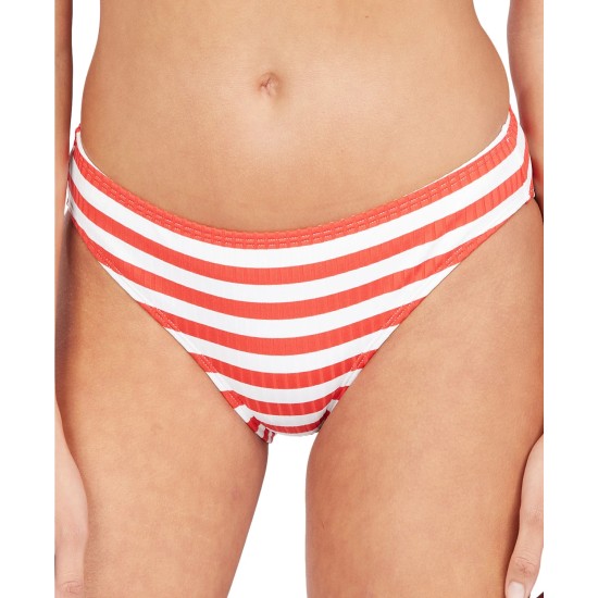  Striped Hello July Full-Coverage Bottoms Women’s Swimsuit, XLarge, Bright red