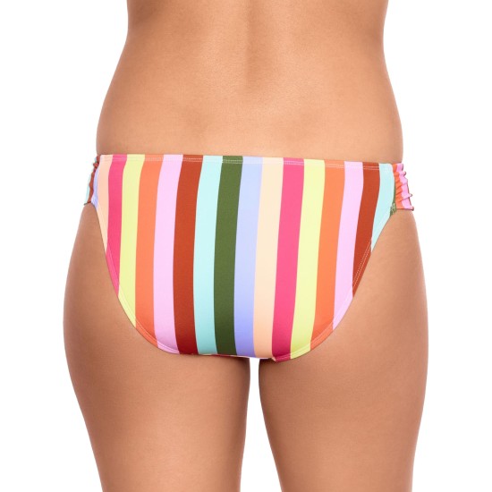 Salt  + Cove Cabana Stripes Tab-Side Hipster Bikini Bottoms, Multi, XS