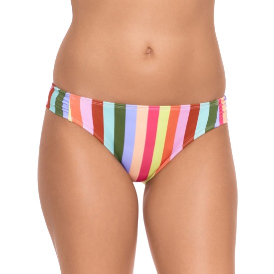Salt  + Cove Cabana Stripes Tab-Side Hipster Bikini Bottoms, Multi, XS