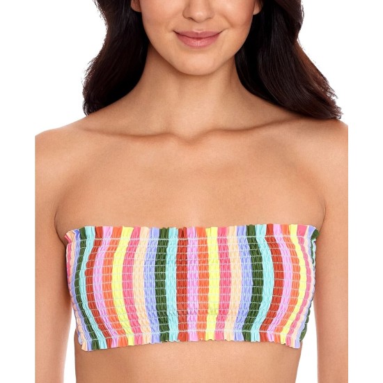  Cabana Smocked Bandeau Bikini Top, Multi, X-Small