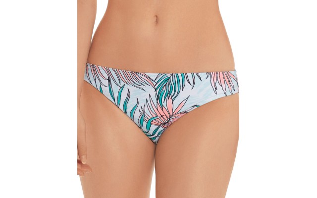  Calm Palm Printed Hipster Bikini Bottoms, Blue, L