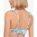 Salt Cove Calm Palm Printed Ruffled Bikini Top, Blue Tropical,  Small