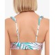Salt Cove Calm Palm Printed Ruffled Bikini Top, Blue Tropical,  Small