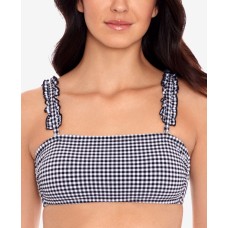 Salt + Cove Gingham Bikini Top, Large, Black/White