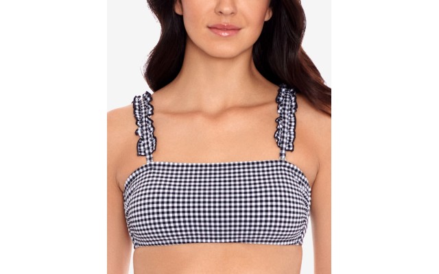  Gingham Bikini Top, Large, Black/White