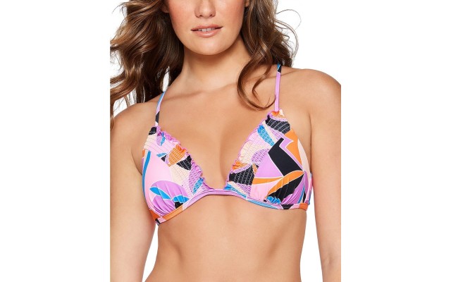  Juniors’ Kaleidoscope Smocked Bikini Top, Multi, Small