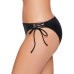  Juniors’ Lace-Up Hipster Bikini Bottoms, Medium, Black