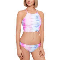 Salt + Cove Juniors Lace-Up-Back High-Neck Swim Top, Medium, Multicolor