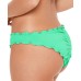  Juniors’ Pucker Up Ruffled Hipster Bikini Bottoms, Large, Green