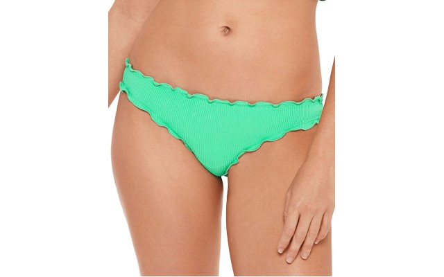  Juniors’ Pucker Up Ruffled Hipster Bikini Bottoms, Large, Green