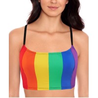 Salt + Cove Juniors’ Rainbow Cropped Bikini Top, XX-Large, Multicolor