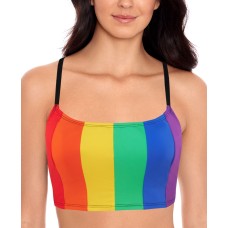 Salt + Cove Juniors’ Rainbow Cropped Bikini Top, XX-Large, Multicolor