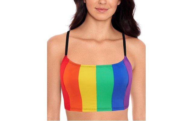  Juniors’ Rainbow Cropped Bikini Top, XX-Large, Multicolor