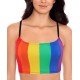  Juniors’ Rainbow Cropped Bikini Top, XX-Large, Multicolor