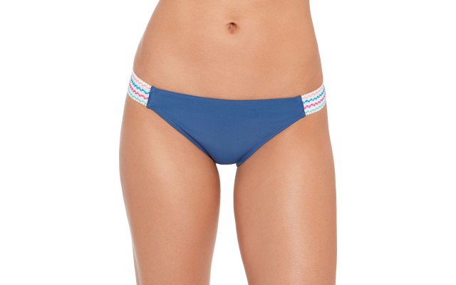  Juniors’ Solid Banded Hipster Bikini Bottom, Slate, X-Large