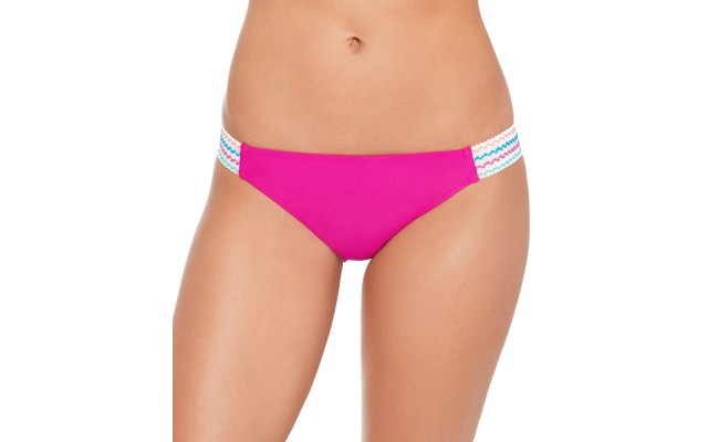  Juniors’ Solid Banded Hipster Bikini Bottoms, Medium, Pink